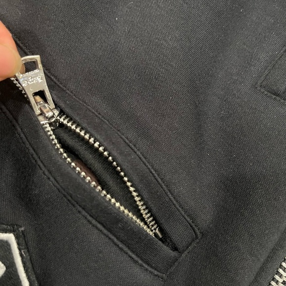 [L]Aape Black Graphic Men's Bomber Moto Jacket - Picture 4 of 11